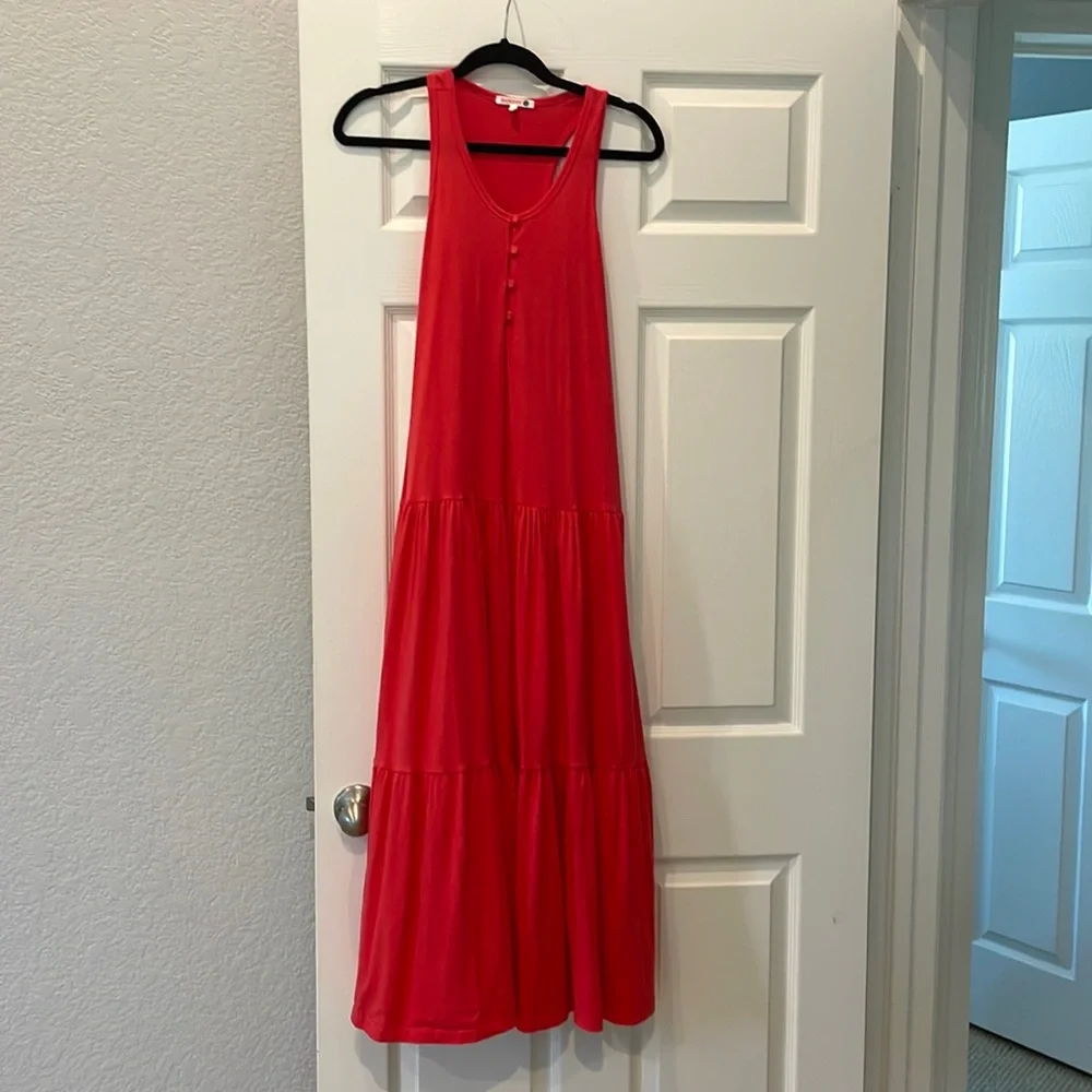 Sundry size 1 (M) Coral tiered maxi dress with button detail. - Picture 3 of 4